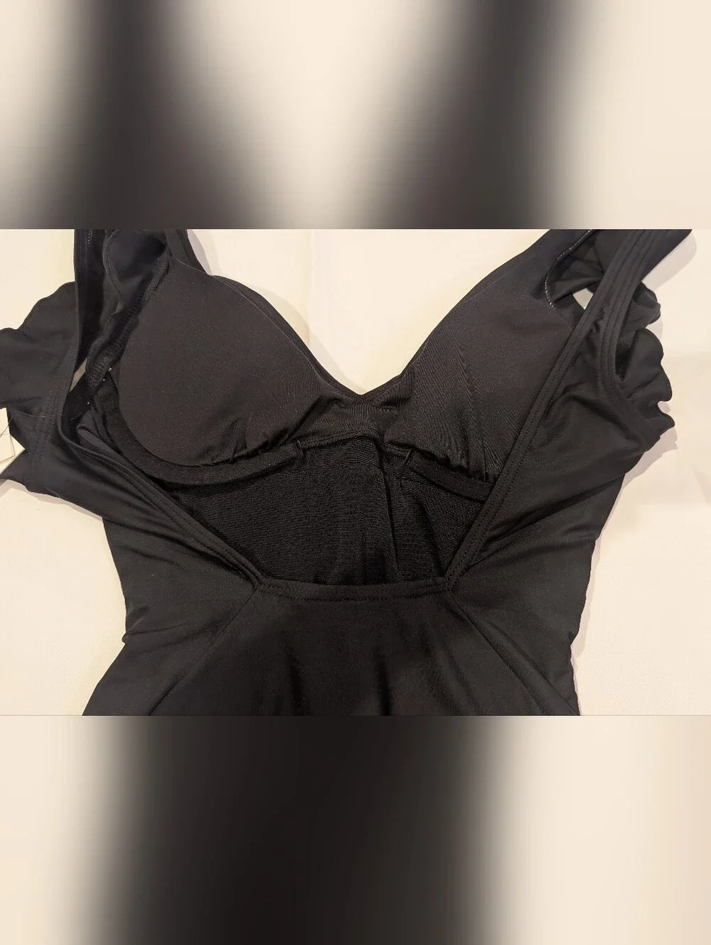 DKNY Black Ruffle-Sleeve One-Piece Swimsuit - Picture 9 of 10